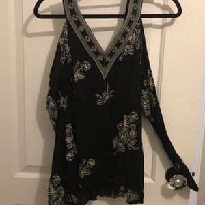 South Moon Under Black Flowy Top